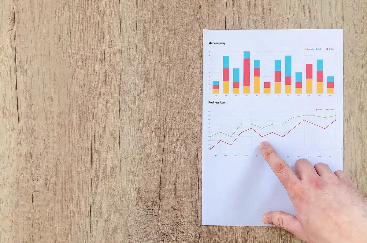 Table de réunion avec documents financiers et graphique obligataire, mains anonymes